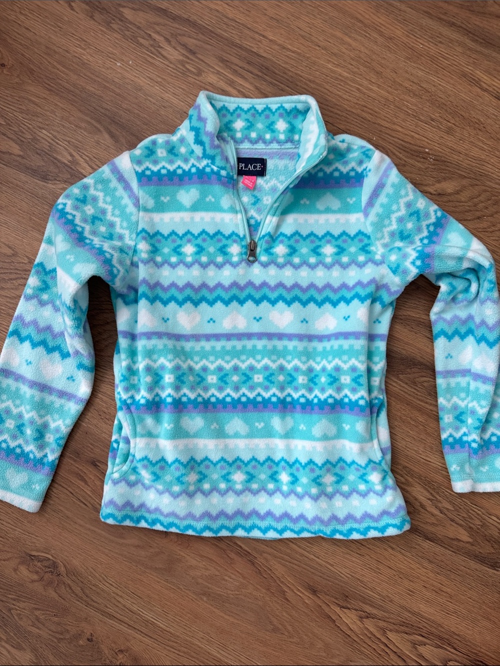 The Children's Place Aqua & Purple Fair Isle Quarter-Zip Fleece